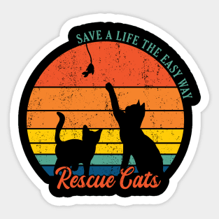 Retro Circle Rescue Cats Sticker